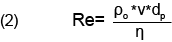 For particles moving with velocities within the regime of laminar flow, generally applicable for low Reynolds Numbers, Re ≤ 0.3, as given in equation